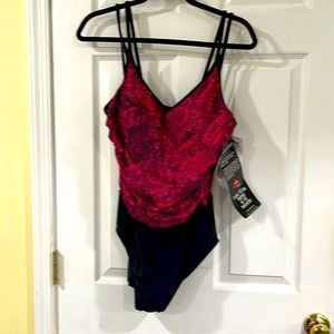 Miracle suit brand new with tags. Deep red and black